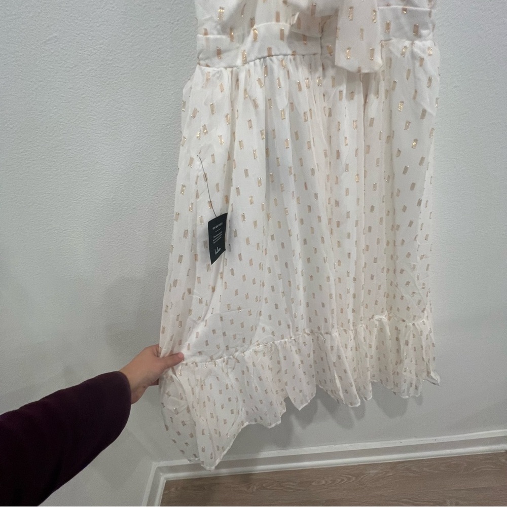 Lulu's Cream Ruffle Midi Dress - Picture 10 of 14